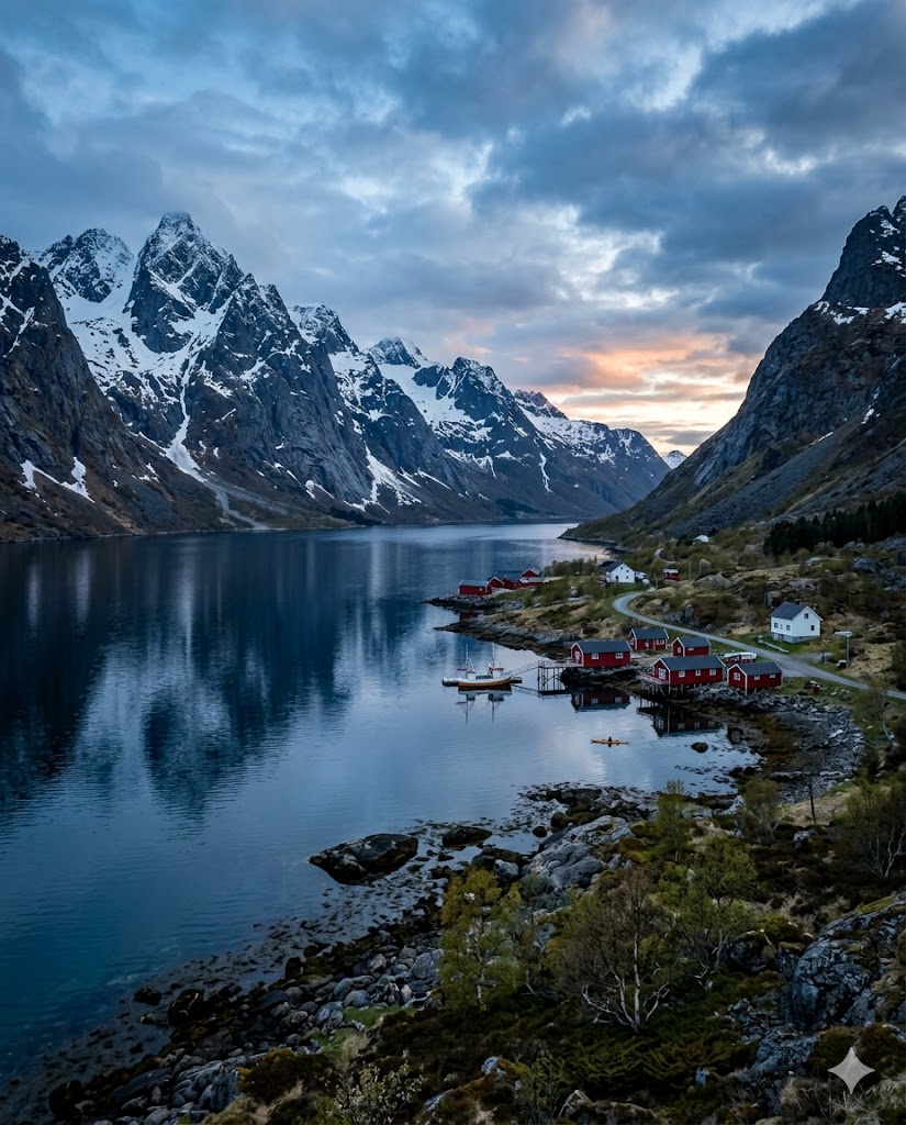 Norsk kystlinje og nordisk natur